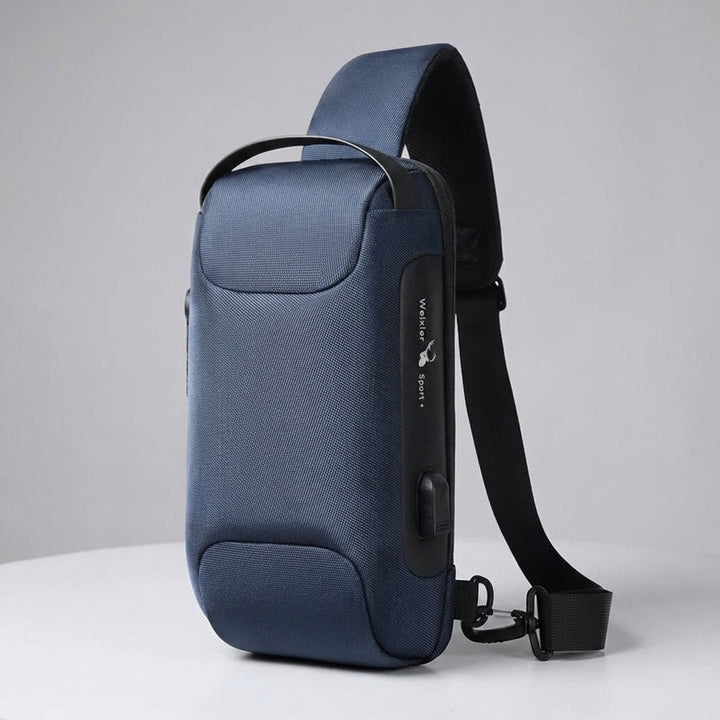 Miejska torba crossbody antykradzieżowa z wodoodpornego materiału, z portem USB i organizerem, bezpieczna na co dzień.
