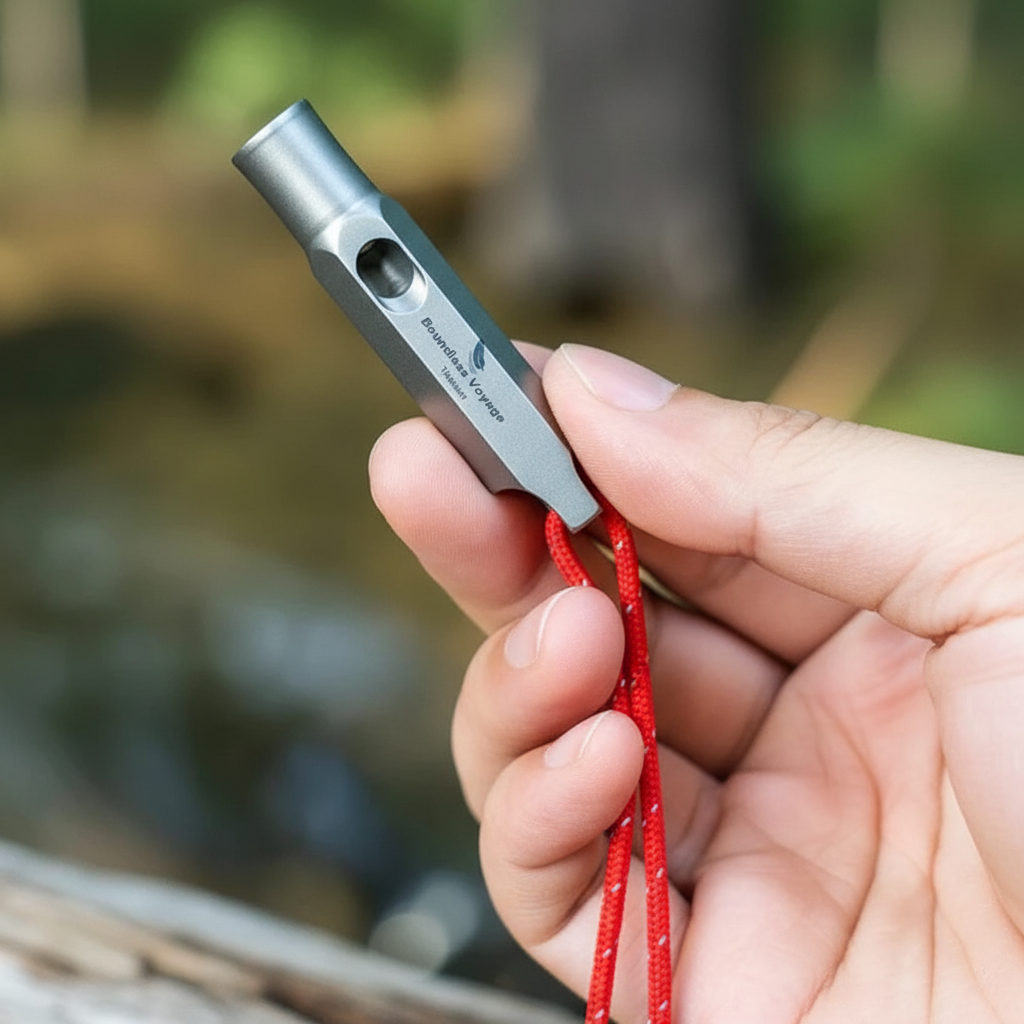 Wodoodporny gwizdek sygnałowy EchoTitan do użytku outdoorowego, idealny na survival, kemping, wspinaczkę i turystykę.