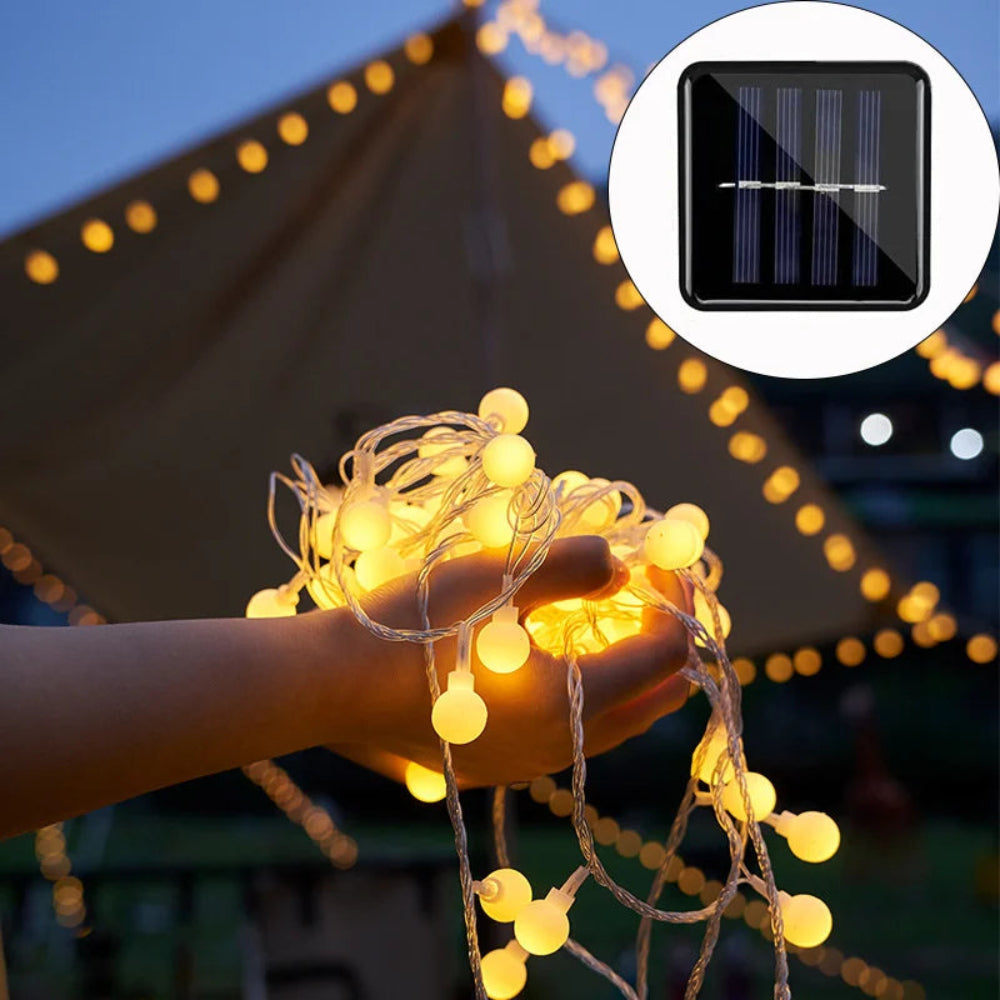 Solarne lampki LED 10m, wodoodporne. Automatyczny czujnik zmierzchu zapewnia bezobsługowe oświetlenie ogrodowe.