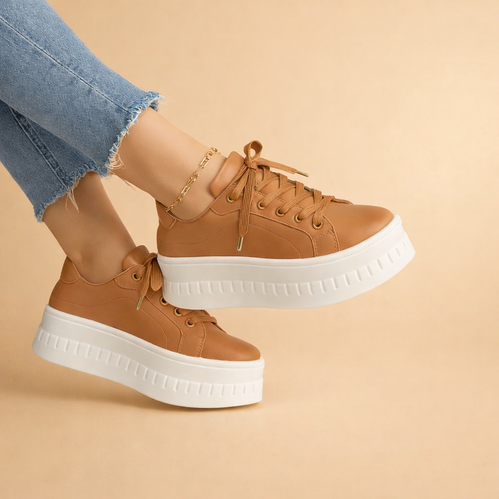 Damskie trampki plateau, modne i wygodne sneakersy na platformie, idealne na co dzień, wiosnę i lato.