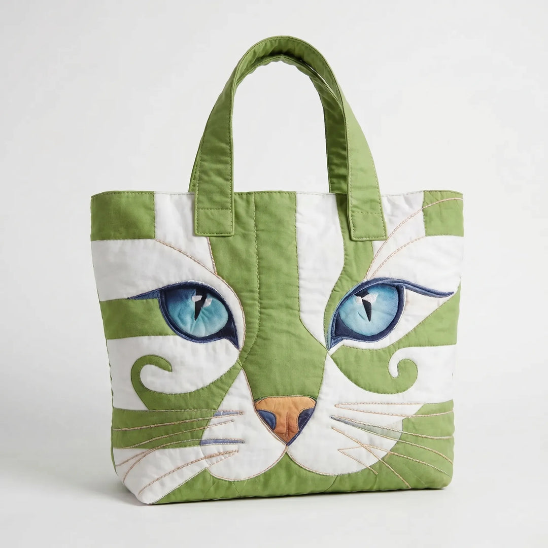 Kobieta z elegancką wzorzystą torbą shopper na ramię. Doskonała na codzienne wyjścia do miasta.