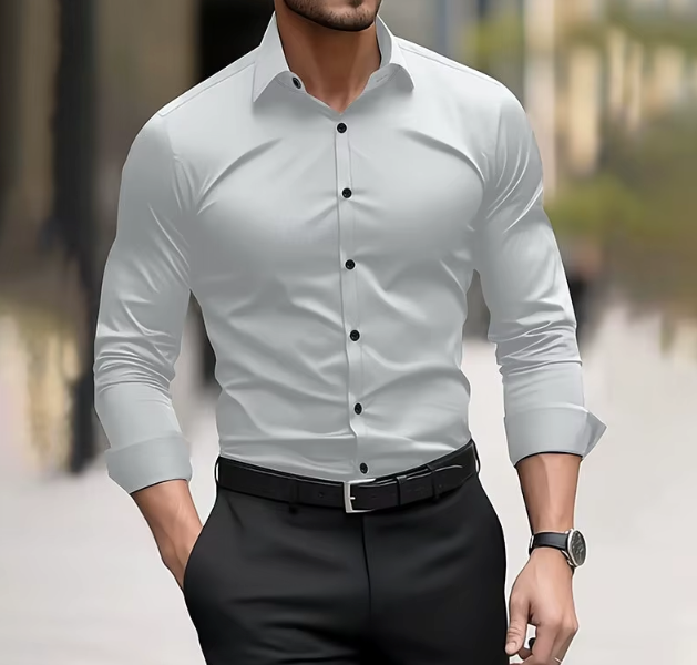 Elegancka koszula biznesowa męska slim fit z długim rękawem. Stylowa na spotkania i oficjalne okazje.