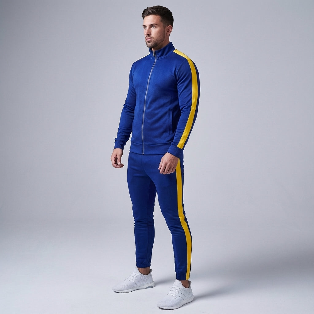 Wygodny męski zestaw sportowy Austin. Modny dres z poliestru, idealny do treningu i na codzienne wyjścia.