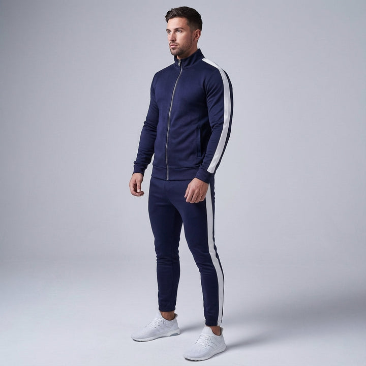 Pełny męski zestaw treningowy Austin, wygodny dres z poliestru dla komfortu i stylu.