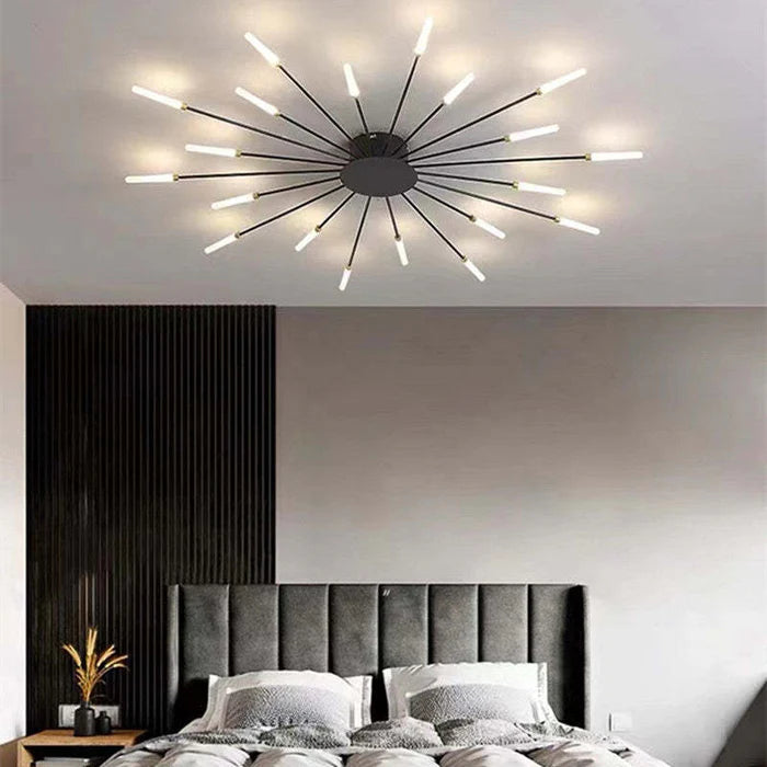 Designerska lampa sufitowa LED z konfigurowalnym światłem do biura. Nowoczesny, energooszczędny żyrandol.