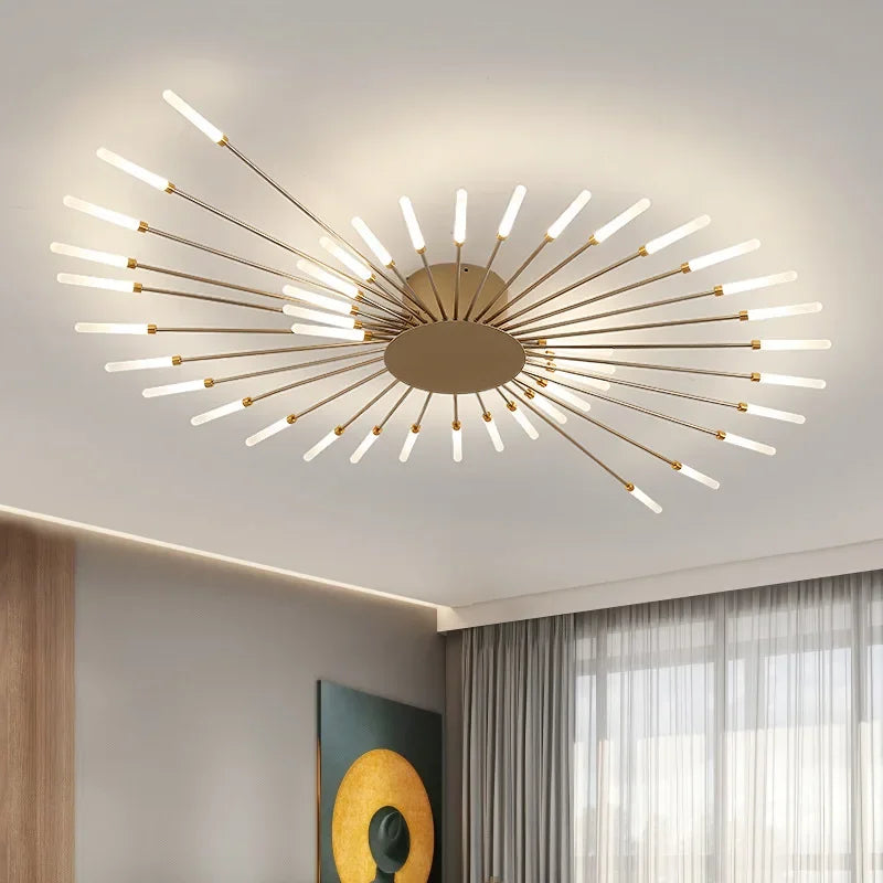 Elegancki żyrandol LED sufitowy, konfigurowalne światło. Designerskie oświetlenie do jadalni.