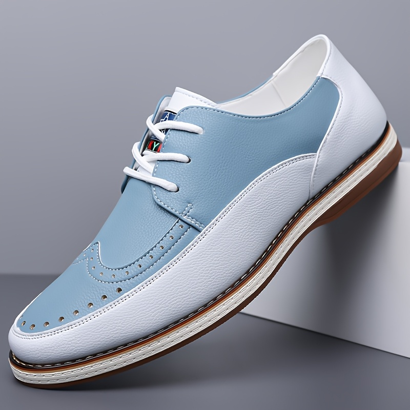 Męskie, dwukolorowe brogsy skórzane, idealne do biura i smart casual. Eleganckie i komfortowe.