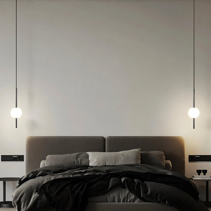 Lampa sufitowa wisząca LED, nowoczesny design, skandynawski styl, do kuchni lub salonu.