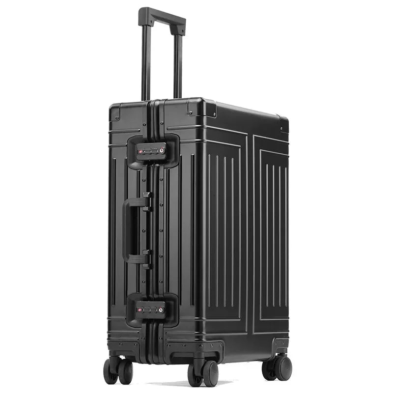 Elegancka aluminiowa walizka podróżna z twardą skorupą Valletta. Odporny na uderzenia bagaż, idealny na długie podróże.