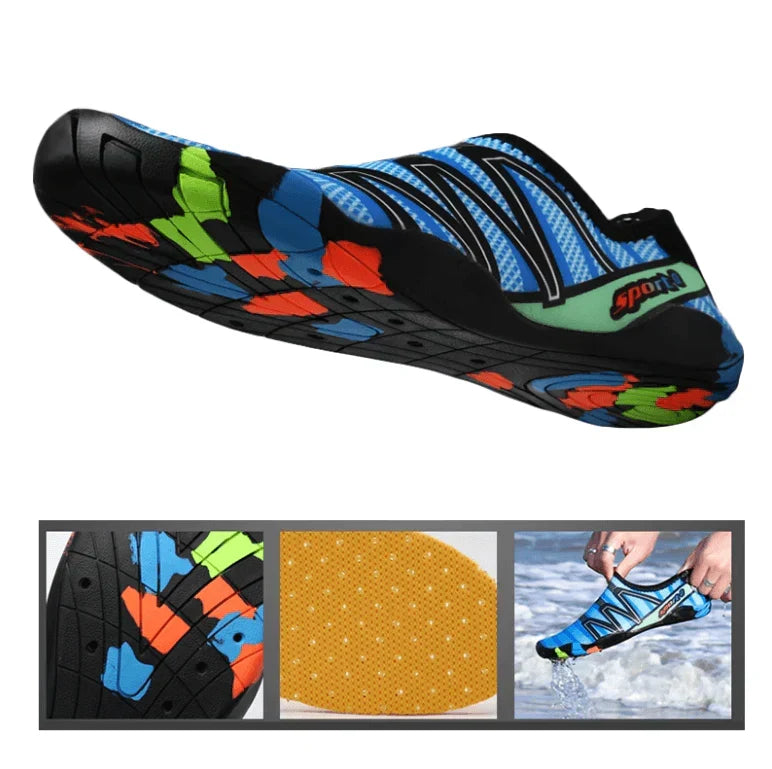 Unisex buty do wody AquaFlex z technologią antypoślizgową. Szybkoschnące, idealne do żeglarstwa i kajakarstwa.