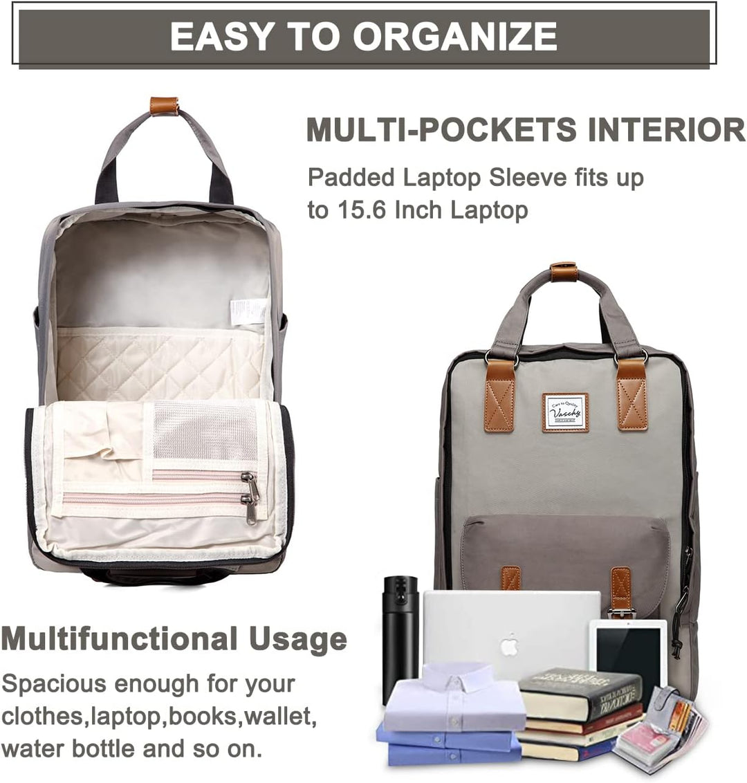 Elegancki plecak UrbanEase vintage na laptopa 15.6 cala. Wodoodporny, unisex, z organizerem. Do pracy.