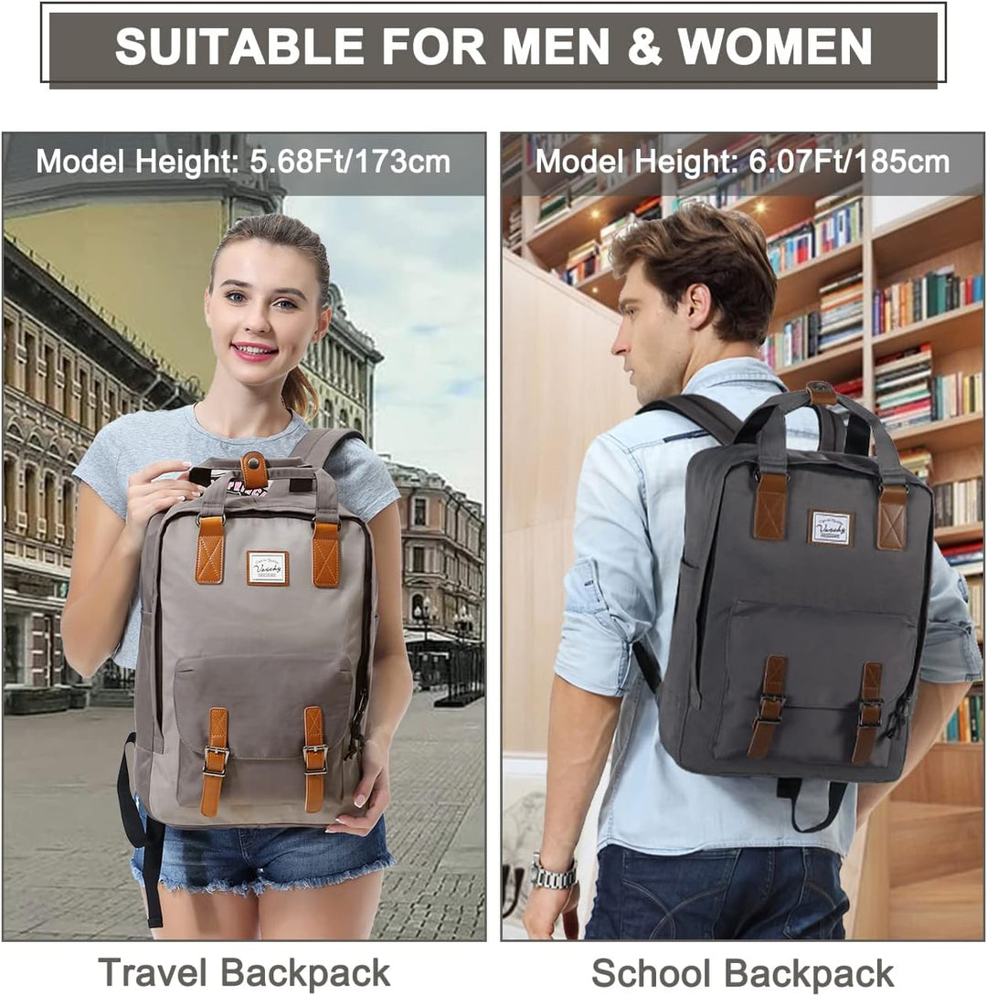 Plecak UrbanEase z przegrodą na laptopa 15.6 cala i praktycznym organizerem. Wodoodporny, vintage, unisex.