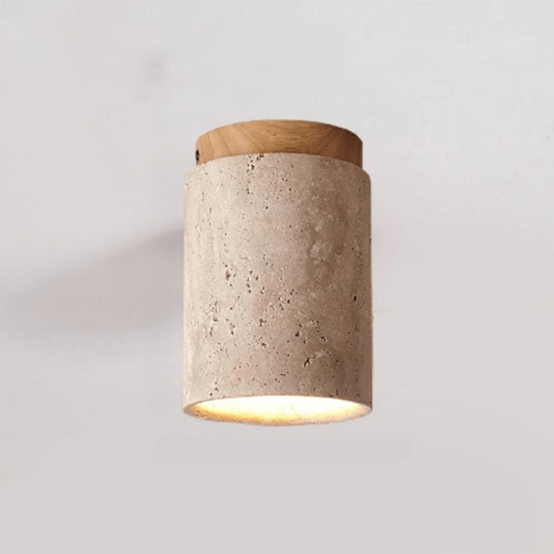Minimalistyczna lampa sufitowa LED trawertynowa. Designerskie oświetlenie korytarza i holu.