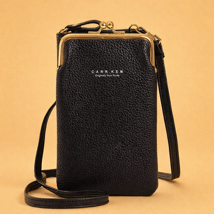 Damska modna torebka na telefon crossbody, skóra PU, regulowany pasek.