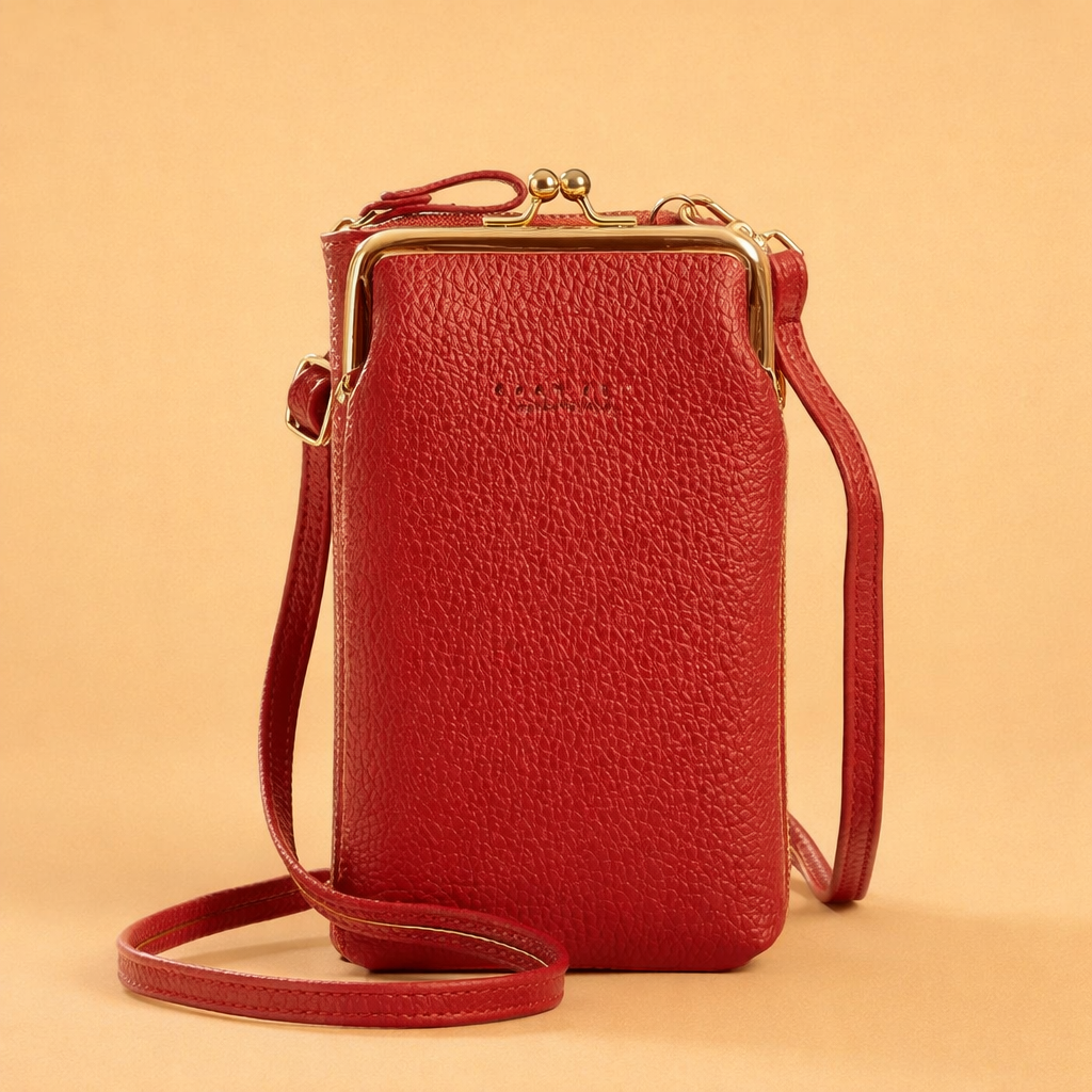 Elegancka torebka damska na telefon crossbody, skóra PU, modne akcesorium.