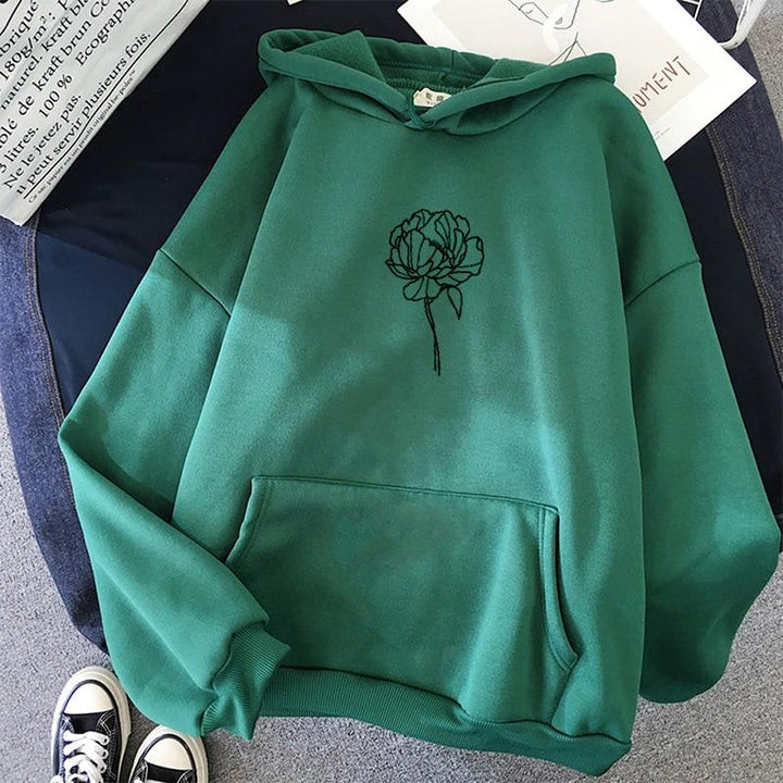 Wygodna damska bluza casualowa z kapturem i stylowym nadrukiem kwiatów, idealna na co dzień.