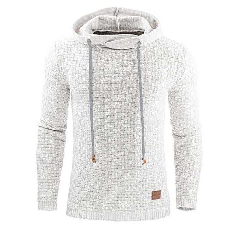 Modna męska bluza z kapturem, z eleganckim wytłaczanym wzorem. Casualowa odzież męska.