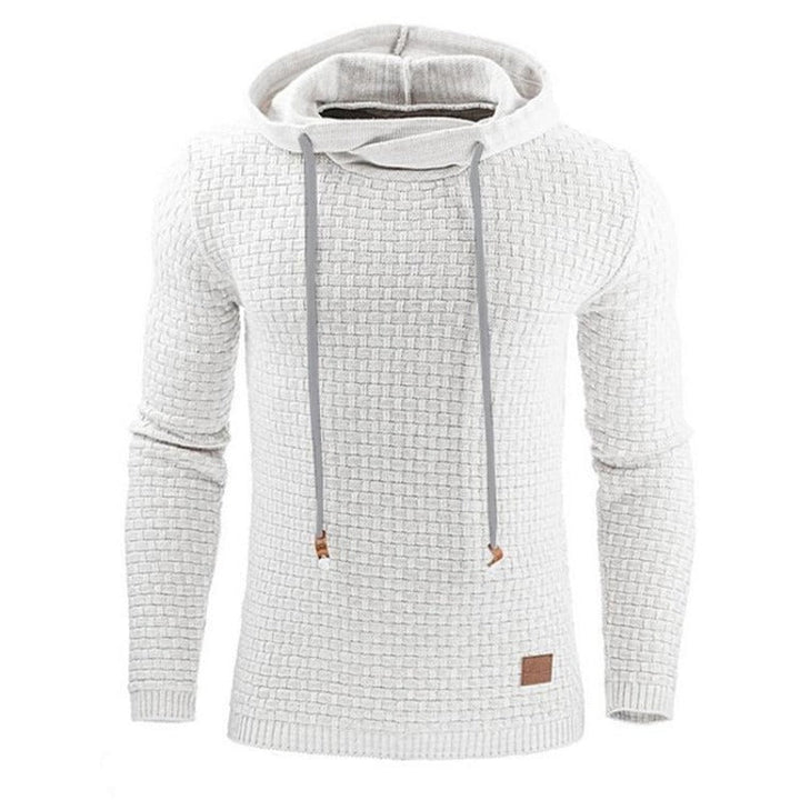 Modna męska bluza z kapturem, z eleganckim wytłaczanym wzorem. Casualowa odzież męska.