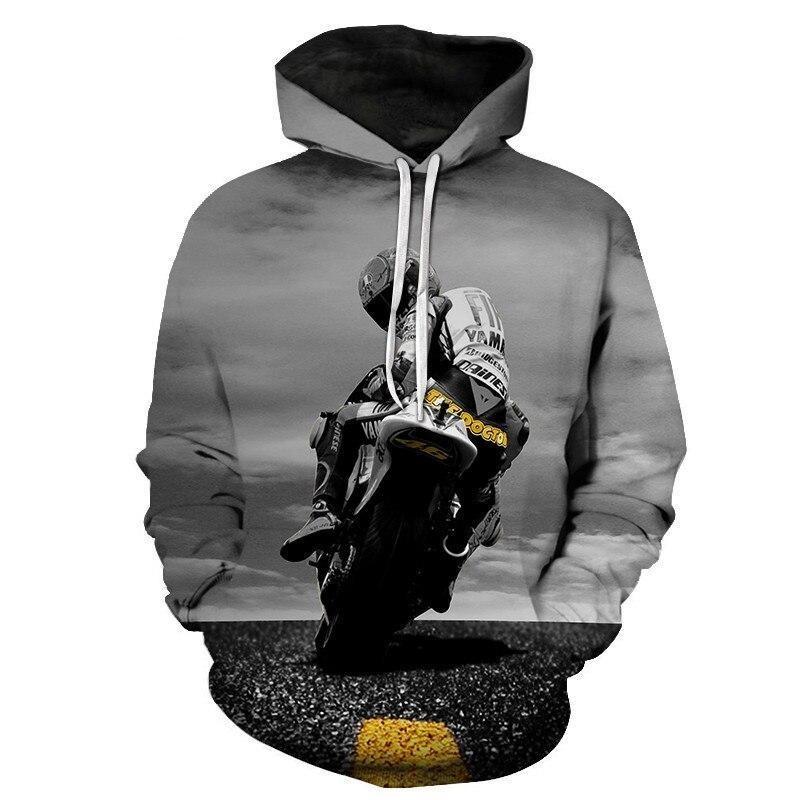 Bluza męska z kapturem, z dużą grafiką motocyklową, świetna opcja na prezent dla fana motoryzacji.