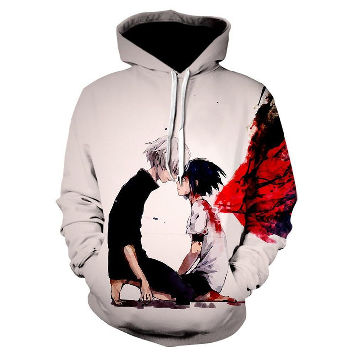 Męska odzież casual: bluza z kapturem i artystycznym nadrukiem anime. Połączenie komfortu i unikalnego designu.