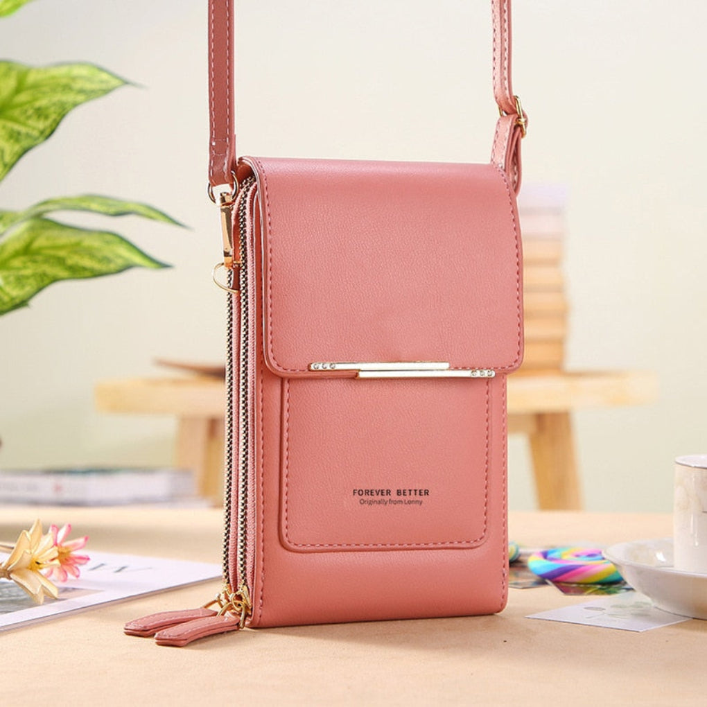 Elegancka torebka damska z dotykowym panelem na telefon. Torba na ramię lub crossbody. Stylowe akcesorium.