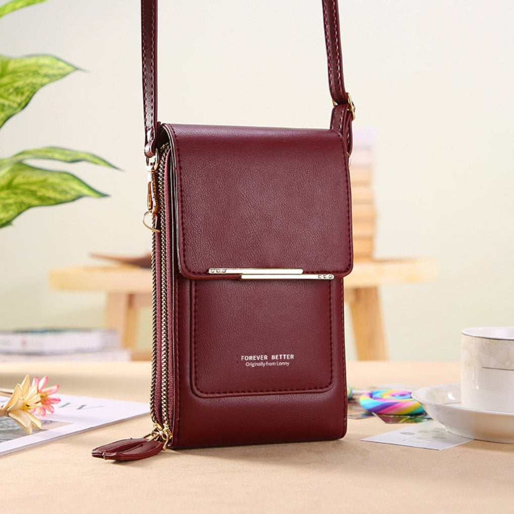 Modna damska torba na ramię z dotykowym panelem na telefon. Wygodna, elegancka i praktyczna crossbody.