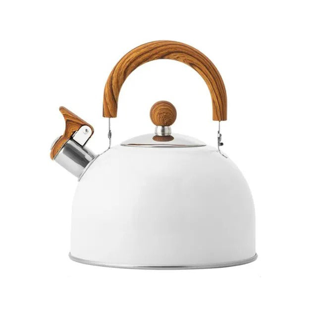 Nowoczesny czajnik Kavana ze stali nierdzewnej z gwizdkiem, niezastąpiony do parzenia herbaty, kompatybilny z indukcją.
