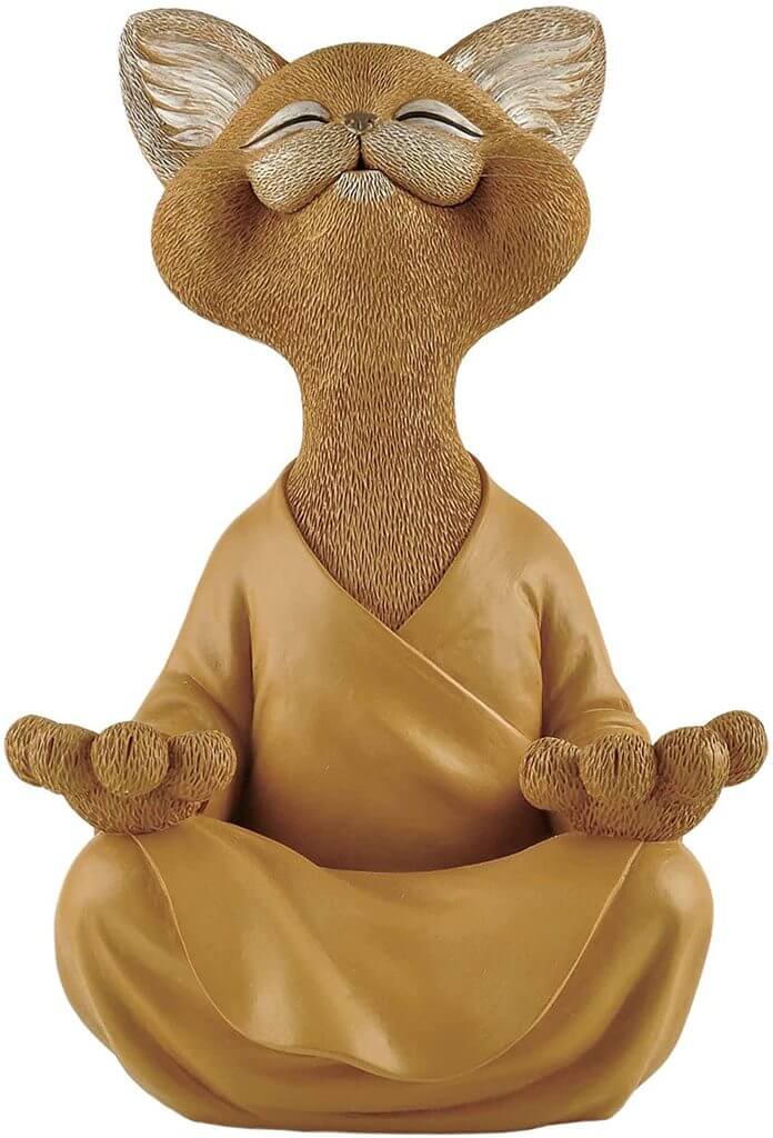 Glazurowana figurka kota buddyjskiego, matowe wykończenie, dodatek do wystroju wnętrz w stylu zen.