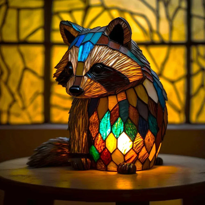 Unikalna artystyczna lampa stołowa, szklany design z motywem zwierzęcym.