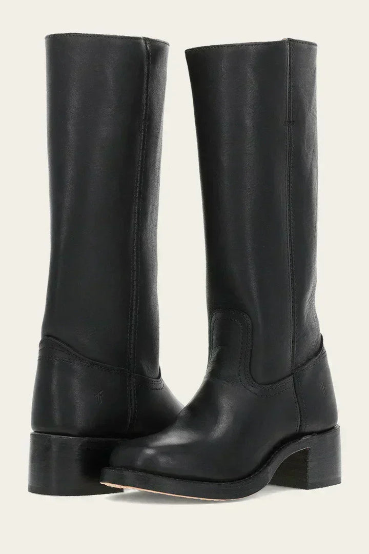 Czarne eleganckie botki damskie, niski obcas, ponadczasowy design. Wygodne buty do pracy.