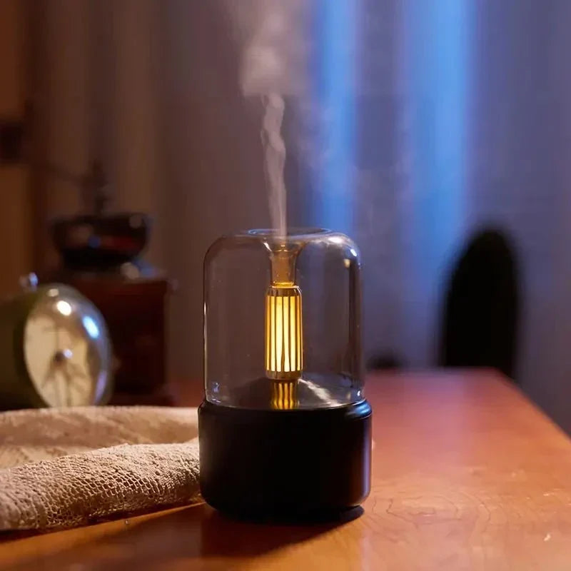 Dyfuzor LED Płomień z aromaterapią, ultradźwiękowy, idealny do relaksu i stworzenia nastroju w domu.