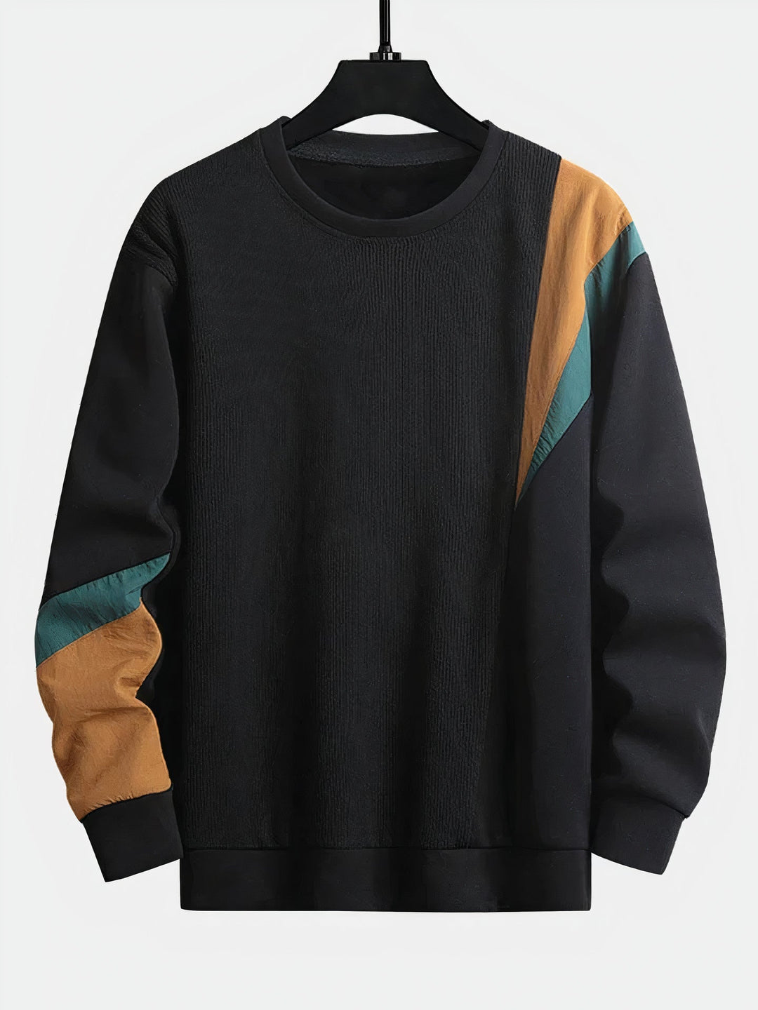 Męski sweter casual w bloki kolorów. Modny, ciepły sweter męski idealny na jesień, zapewnia styl i komfort.