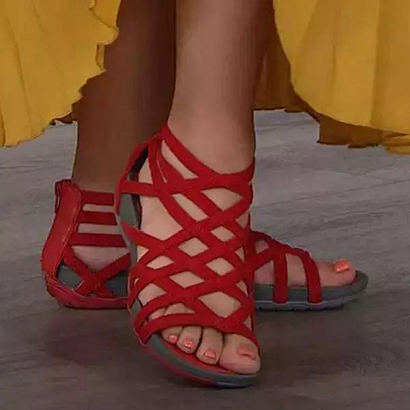 Czerwone komfortowe sandały damskie Lorena, antypoślizgowe i lekkie obuwie letnie w casualowym stylu.