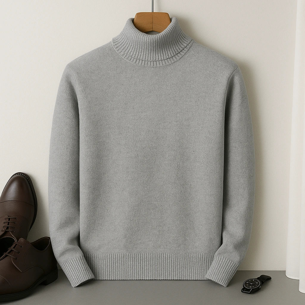 Elegancki sweter męski z golfem, miękki i komfortowy. Sweter casual do modnej stylizacji.