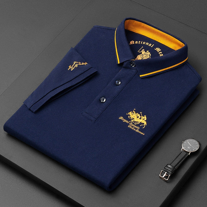 Elegancka męska koszulka polo premium. Bawełniana polówka z kołnierzykiem, klasyczny krótki rękaw, na lato.