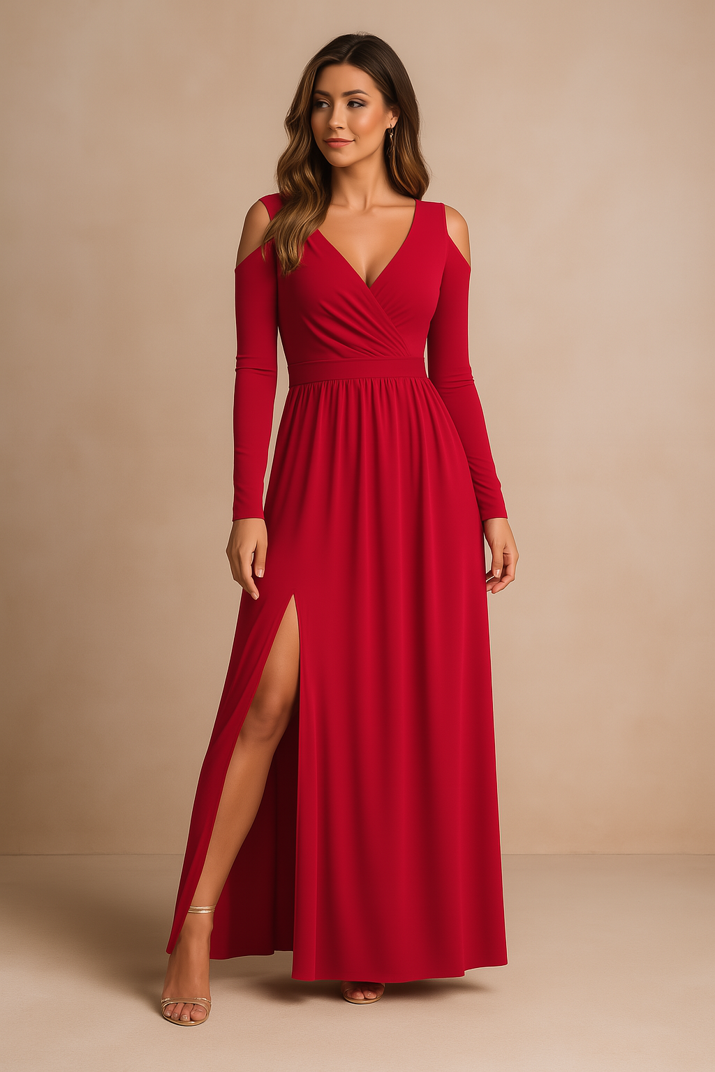 Elegancka damska sukienka maxi Elora, idealna na wyjątkowe okazje. Długa rozkloszowana suknia wieczorowa.