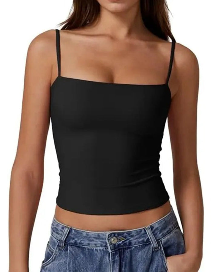 Elegancki casual top damski na ramiączkach, gładki. Uniwersalny do warstwowych stylizacji, na co dzień.