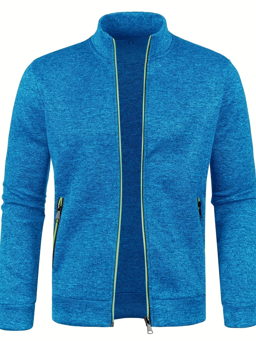Męska bluza Luca, widok na materiał i stójkę z zamkiem. Zimowa, elegancka, komfortowa odzież.