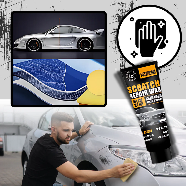 Dłoń trzymająca pastę do usuwania rys 120ml. Pielęgnacja lakieru samochodowego, auto detailing i regeneracja.
