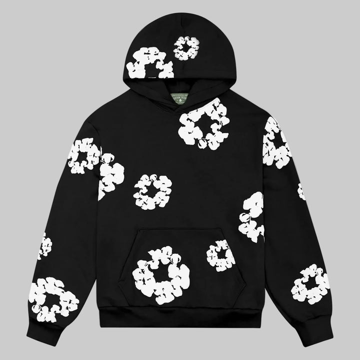 Stylowa damska bluza z kapturem i kwiatowym wzorem. Luźny krój, idealna do casualowych outfitów.