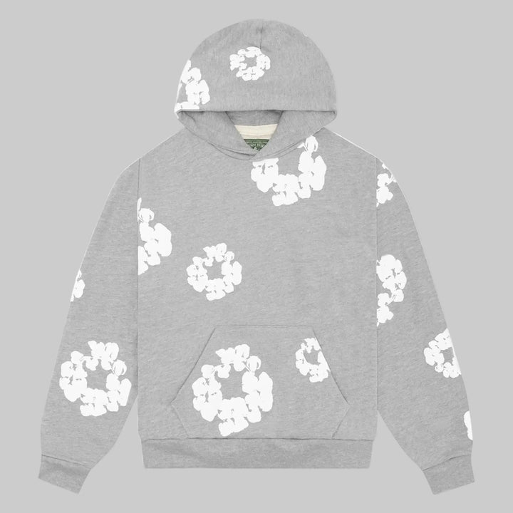Kaptur damskiej bluzy w kwiaty. Wygodna bluza z kapturem, idealna na chłodniejsze dni, styl casual.