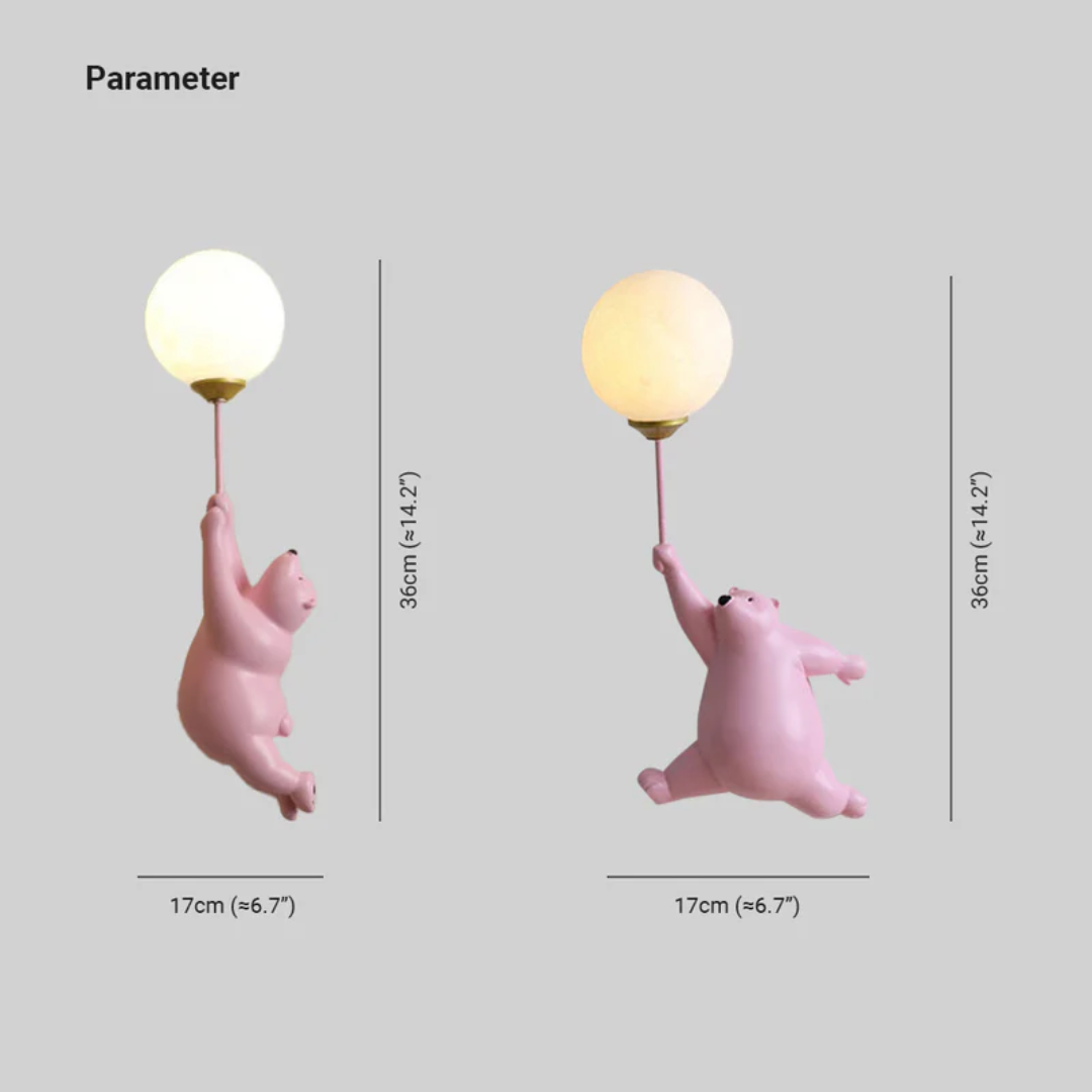 Śliczna lampa ścienna LED Miś, idealna do pokoju dziecięcego, zapewniająca łagodne, nastrojowe oświetlenie.