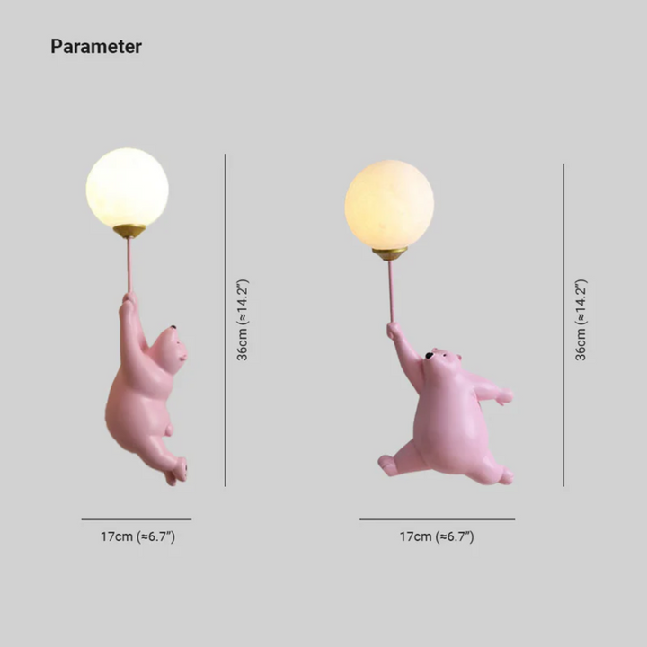 Śliczna lampa ścienna LED Miś, idealna do pokoju dziecięcego, zapewniająca łagodne, nastrojowe oświetlenie.