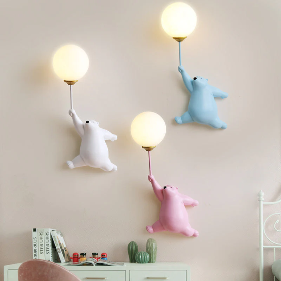 Lampa ścienna LED Miś z miękkim, rozproszonym światłem, idealna do sypialni, tworzy relaksującą atmosferę.
