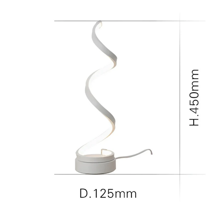 Dimmowalna lampa stołowa LumaSpiral, regulowana jasność, nowoczesne oświetlenie LED.