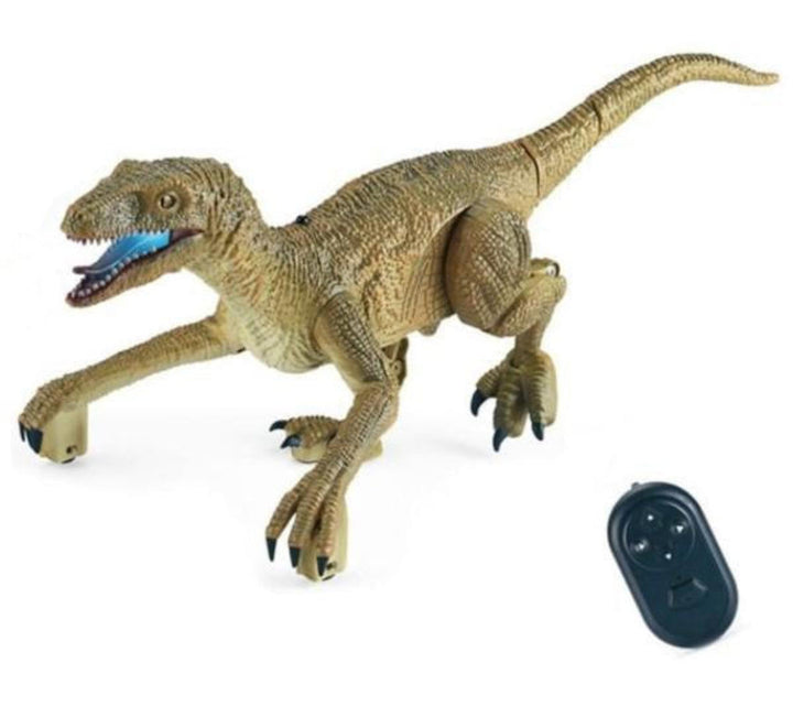 Ruchoma zabawka dinozaur raptor, interaktywna figurka prehistoryczna, sterowana zdalnie dla dzieci.