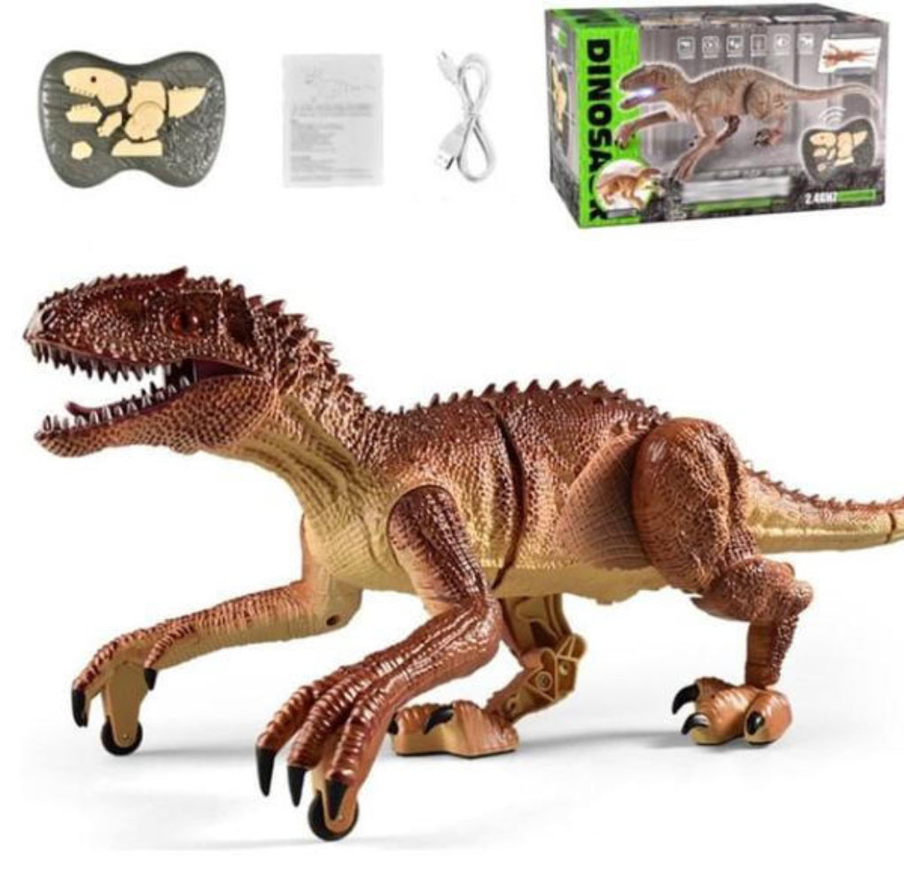 Zestaw prezentowy: realistyczny dinozaur raptor zabawka ze zdalnym sterowaniem. Idealny dla dzieci miłośników prehistorii.