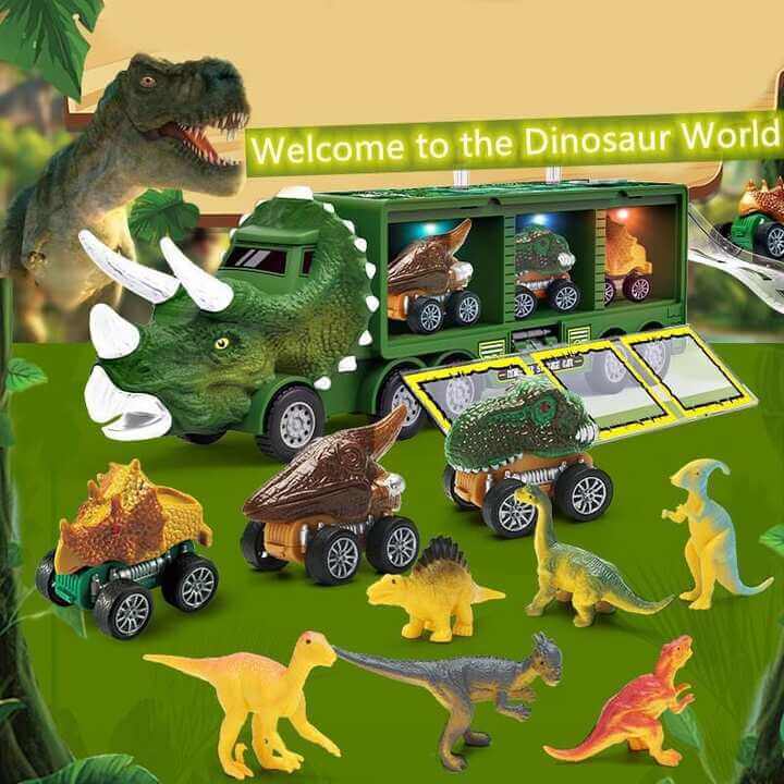 Samochód-dinozaur RexHauler, duży pojazd dla dzieci z funkcjami dźwiękowymi i świetlnymi, zachęcający do zabawy.