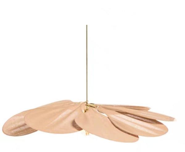 Dekoracyjna lampa wisząca kwiat, nowoczesny design. Oświetlenie sufitowe do salonu, sypialni. Tkanina, metal.