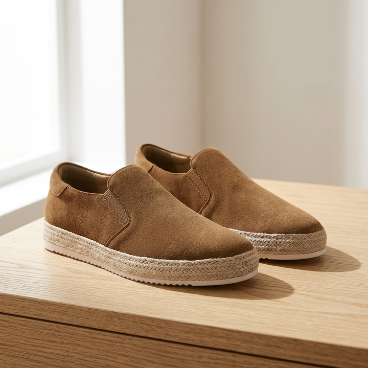 Stylowe męskie espadryle slip-on. Przewiewne buty na lato, idealne na ciepłe dni i wakacyjne wyjazdy.